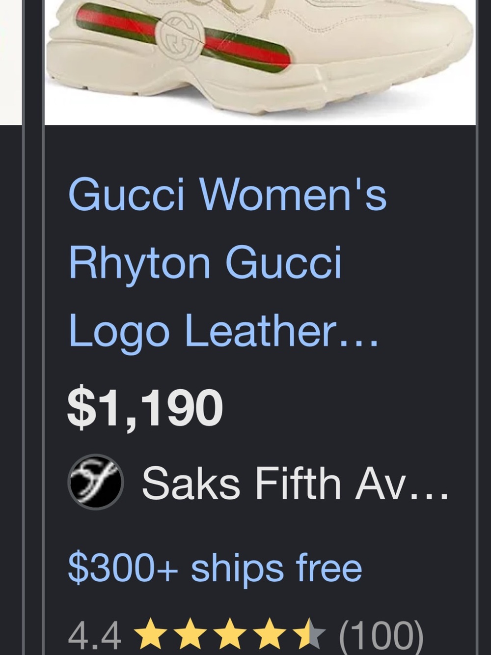 Gucci Cream Leather Chunky Sneakers with Red & Green Stripe - Picture 8 of 9
